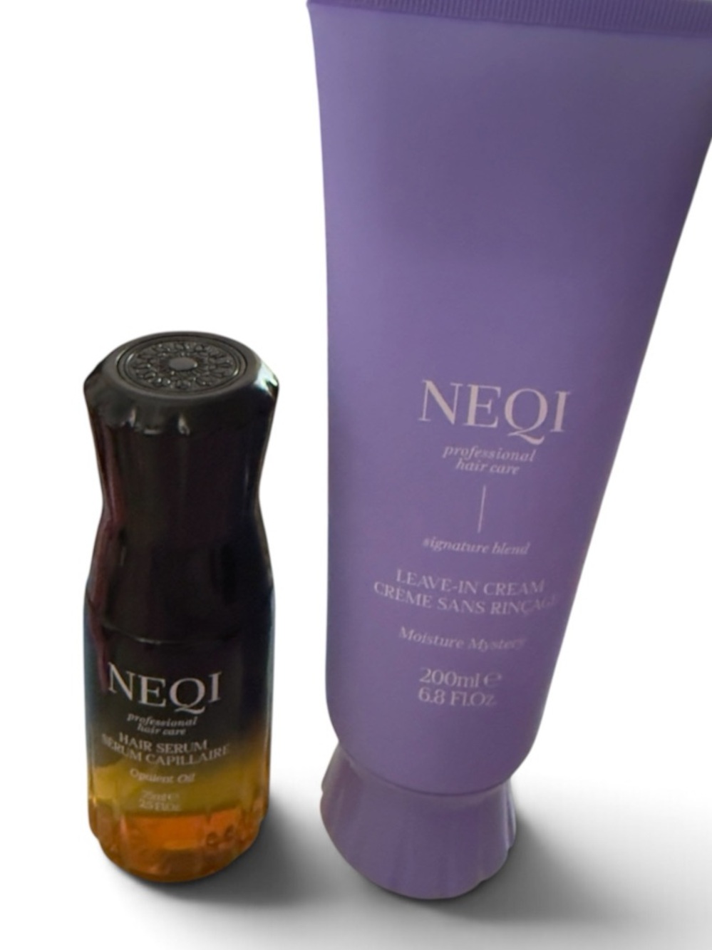 NEQI BUNDLE- Moisture Mystery Leave-In Cream & Hair Serum 200ml & 75ml.
• Stor